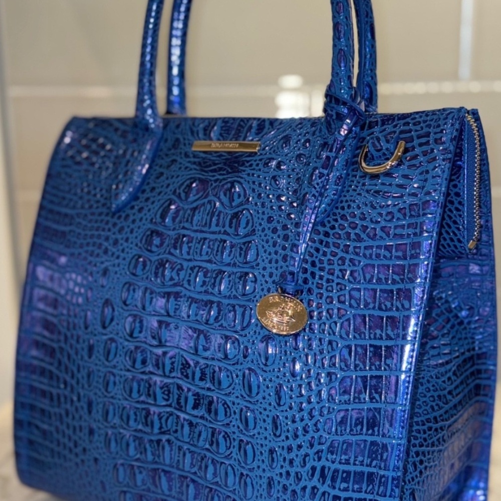 Brahmin Blue Cobalt Potion Caroline Satchel STUNNER Brand New! ALL TAIL Rare - Picture 7 of 16